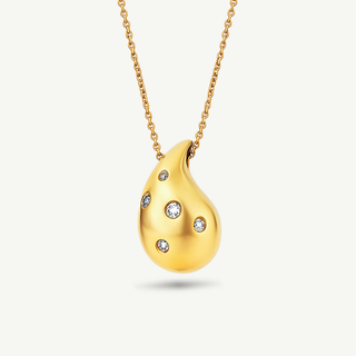 Collana Bubble Goccia in Oro Giallo e Diamanti 0.07ct