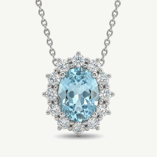 Collana Fabiani Margherita con acquamarina 0,60Ct e diamanti 0,21Ct