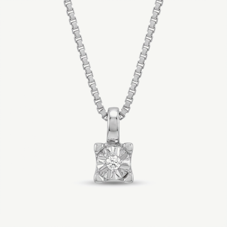Girocollo Fabiani Gioiellerie Punto Luce in Oro Bianco 9kt con Diamante Naturale 0,01 ct