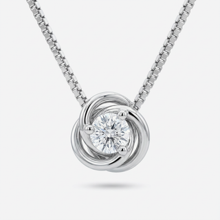 Girocollo Fabiani Gioiellerie Solitario Lusi in Oro Bianco 9kt con Diamante Naturale 0,06 ct