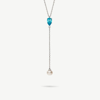 Collana punto luce celeste e perla argento 925 Fabiani