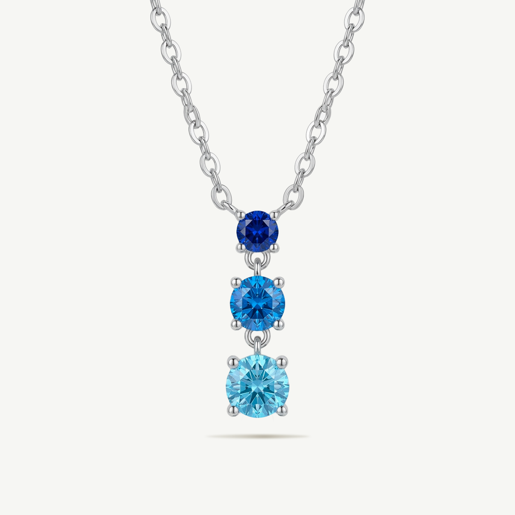 Collana Fabiani in argento 925 con tre pietre blu a gradazione ...