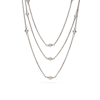 Fabiani three-strand necklace in 925 silver and pearls