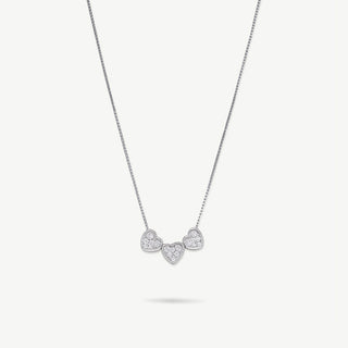 Collana Tre Cuori Zirconi Bianchi Argento 925 Fabiani