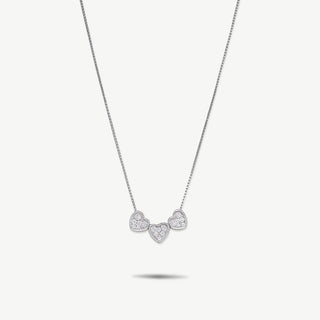 Collana Tre Cuori Zirconi Bianchi Argento 925 Fabiani