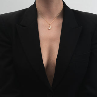 Collana Fabiani in argento con pendente luna in oro giallo 18Kt - Fabiani Gioiellerie