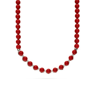 Fabiani Silver Necklace with Red Spheres