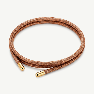 Collana Choker Fabiani in Tessuto Marrone e Acciaio
