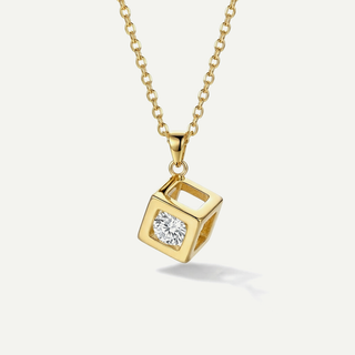 Collana Fabiani in oro 9kt con cubo e zircone