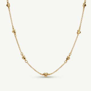 Collana con Cuori Bombati - Placcatura Oro 18Kt