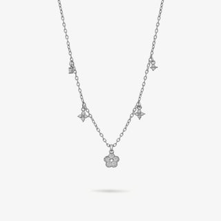 Collana Fiore Zirconi Bianchi Argento 925 Fabiani