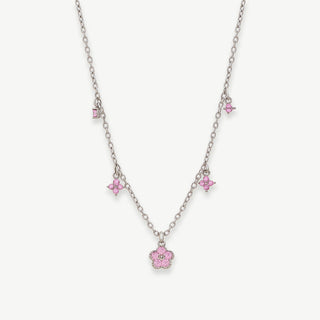 Collana Fiore Zirconi Rosa Argento 925 Fabiani