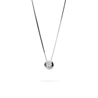9Kt White Gold Point Light Necklace with Zircon 