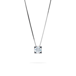 9Kt White Gold Point Light Necklace with Zircon 