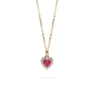 Fabiani necklace in 9Kt yellow gold with red heart and zircons 