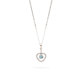 Collana Fabiani girocollo in Oro Bianco 9KT con pietra Topazio a cuore e Zirconi
