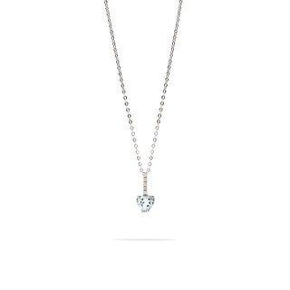 Collana Fabiani girocollo in Oro Bianco 9KT con pietra Topazio a cuore.