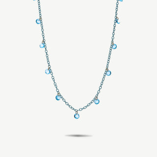 Collana Catena Azzurra con Cristalli Azzurri Argento 925 Fabiani