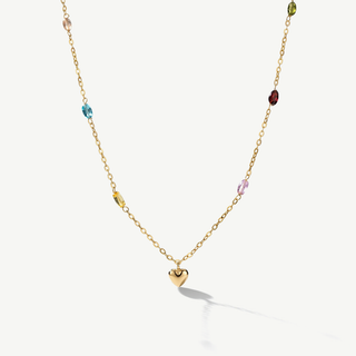 Collana cuore con pietre colorate in oro giallo 9kt Fabiani