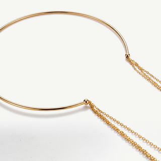 Collana Choker Rigida con Catene Pendenti