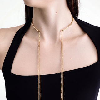 Collana Choker Rigida con Catene Pendenti