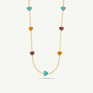 Collana Fabiani Oro Giallo 9Kt con Cuori di Zirconi