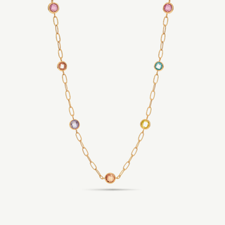 Collana Fabiani in Oro Giallo 9Kt con Pietre Colorate