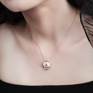 Collana Bubble Croce in Oro Giallo e Diamanti 0.16ct