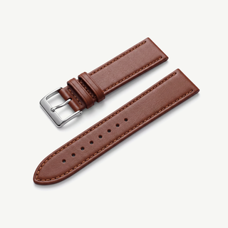 Cinturino liscio extra lungo marrone in Vera Pelle