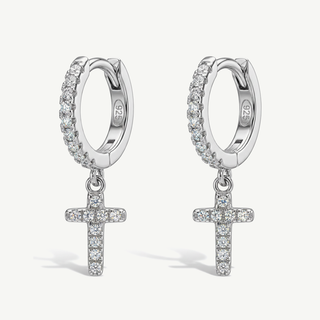 Orecchini Fabiani a Cerchio con Croce in Argento