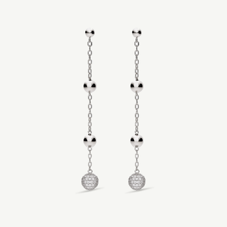 Orecchini pendenti in argento 925 con sfere e zirconi Fabiani