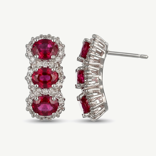 Orecchini Margherita in oro 18kt con rubini e diamanti