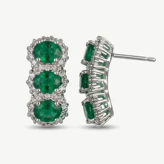 Orecchini Margherita in oro 18kt con smeraldi e diamanti