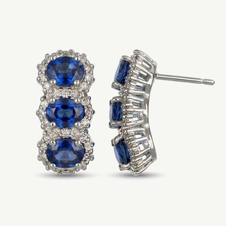Orecchini Margherita in oro 18kt con zaffiri e diamanti