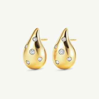 Orecchini Bubble Goccia in Oro Giallo e diamanti 0,14ct