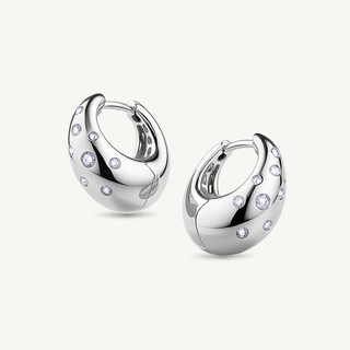 Orecchini Bubble in Oro Bianco e Diamanti 0,19Ct