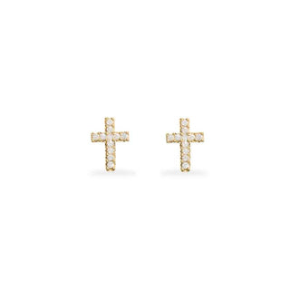 Orecchini Fabiani con croce in oro giallo 9Kt e zirconi - Fabiani Gioiellerie
