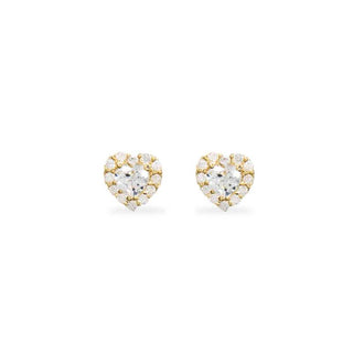 Orecchini Fabiani con cuori in oro giallo 9Kt e zirconi - Fabiani Gioiellerie
