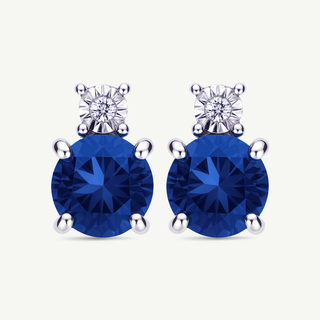 Orecchini Gemmarara in oro bianco 9Kt con pietra sintetica e diamanti