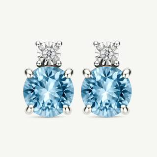 Orecchini Gemmarara in oro bianco 9Kt con pietra sintetica e diamanti