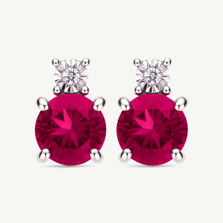 Orecchini Gemmarara in oro bianco 9Kt con pietra sintetica e diamanti