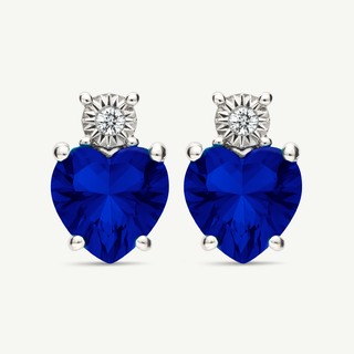 Orecchini Gemmarara in oro bianco 9Kt con pietra Cuore e diamanti