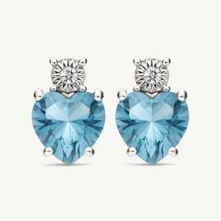 Orecchini Gemmarara in oro bianco 9Kt con pietra Cuore e diamanti