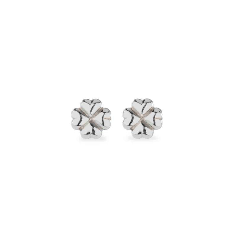 Orecchini A Quadrifoglio In Argento 925 Con Zirconia Cubica - Portafortuna Per Donna - Mini Studs A Forma Di Trifoglio, Regalo Idea - 2