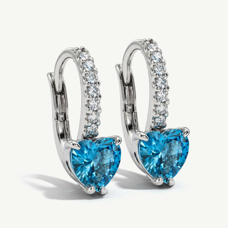 Orecchini Fabiani pendenti in oro bianco 18Kt con acquamarina a cuore e diamanti