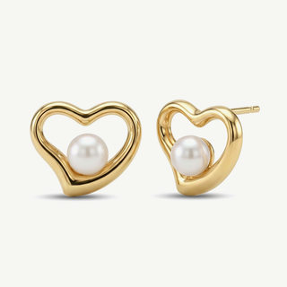 Orecchini Fabiani a cuore con perla in oro giallo 9kt