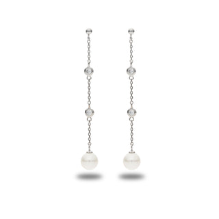 Orecchini Fabiani in argento pendenti con perla e zirconi - Fabiani Gioiellerie