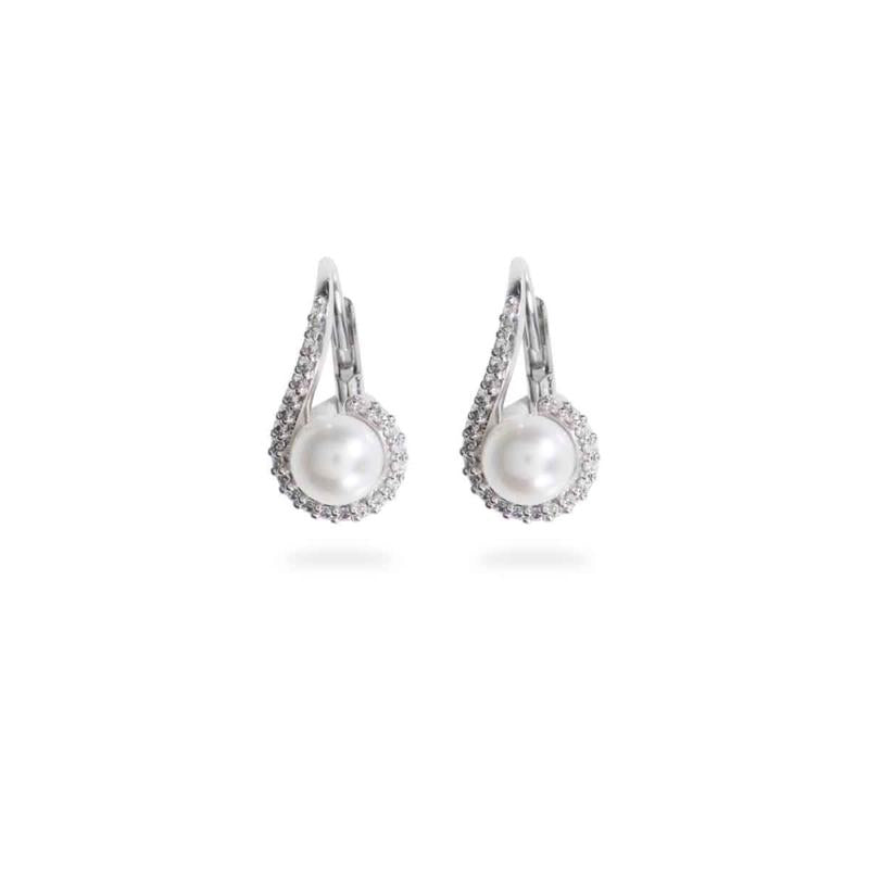 Orecchini in Oro Bianco 18 kt con Pavè di diamanti taglio rotondo bril - Zahir Gioielli