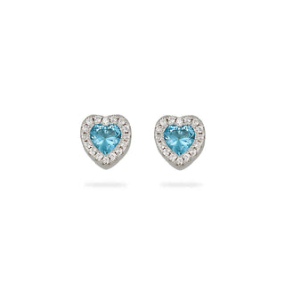 Orecchini Fabiani margherita in argento 925 con zircone celeste - Fabiani Gioiellerie