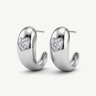 Orecchini a Cerchio con Cuore Incastonato - Luxury Edition